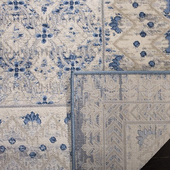 SAFAVIEH Brentwood Collection Runner Rug - 2' x 12', Light Grey & Blue, Traditional Oriental Distressed Design, Non-Shedding & Easy Care, Ideal for High Traffic Areas in Living Room, Bedroom (BNT899G)
