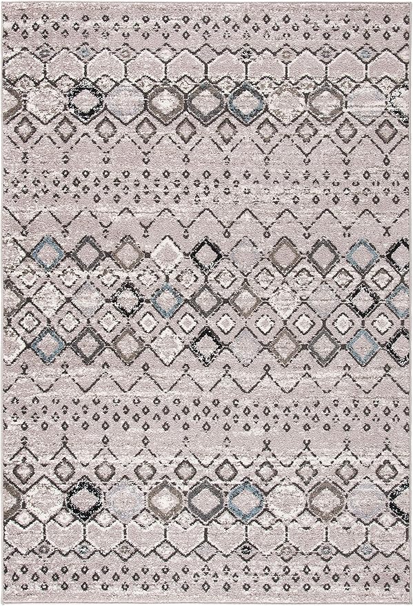 SAFAVIEH Amsterdam Collection Accent Rug - 4' x 6', Light Grey & Brown, Moroccan Boho Design, Non-Shedding & Easy Care, Ideal for High Traffic Areas in Entryway, Living Room, Bedroom (AMS108F)