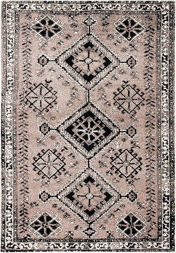 SAFAVIEH Vintage Hamadan Collection Area Rug - 5'3" x 7'6", Brown & Black, Oriental Distressed Design, Non-Shedding & Easy Care, Ideal for High Traffic Areas in Living Room, Bedroom (VTH293T)