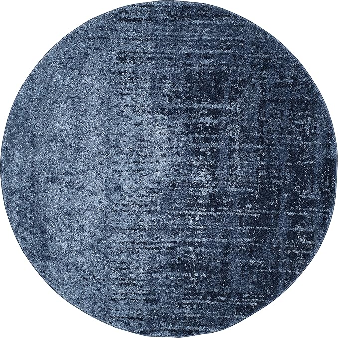 SAFAVIEH Retro Collection Area Rug - 8' Round, Light Blue & Blue, Modern Abstract Design, Non-Shedding & Easy Care, Ideal for High Traffic Areas in Living Room, Bedroom (RET2770-6065)