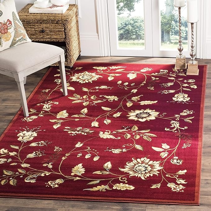 SAFAVIEH Lyndhurst Collection Accent Rug - 3'3" x 5'3", Red & Multi, Traditional Floral Design, Non-Shedding & Easy Care, Ideal for High Traffic Areas in Entryway, Living Room, Bedroom (LNH552-4091)