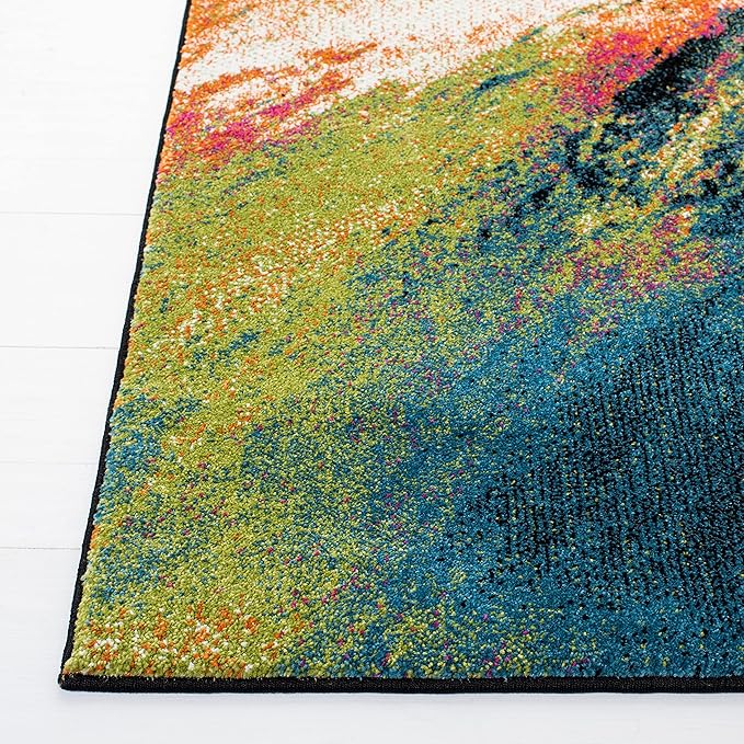 SAFAVIEH Galaxy Collection Area Rug - 5'3" x 7'6", Blue & Orange, Modern Abstract Design, Non-Shedding & Easy Care, Ideal for High Traffic Areas in Living Room, Bedroom (GAL117N)