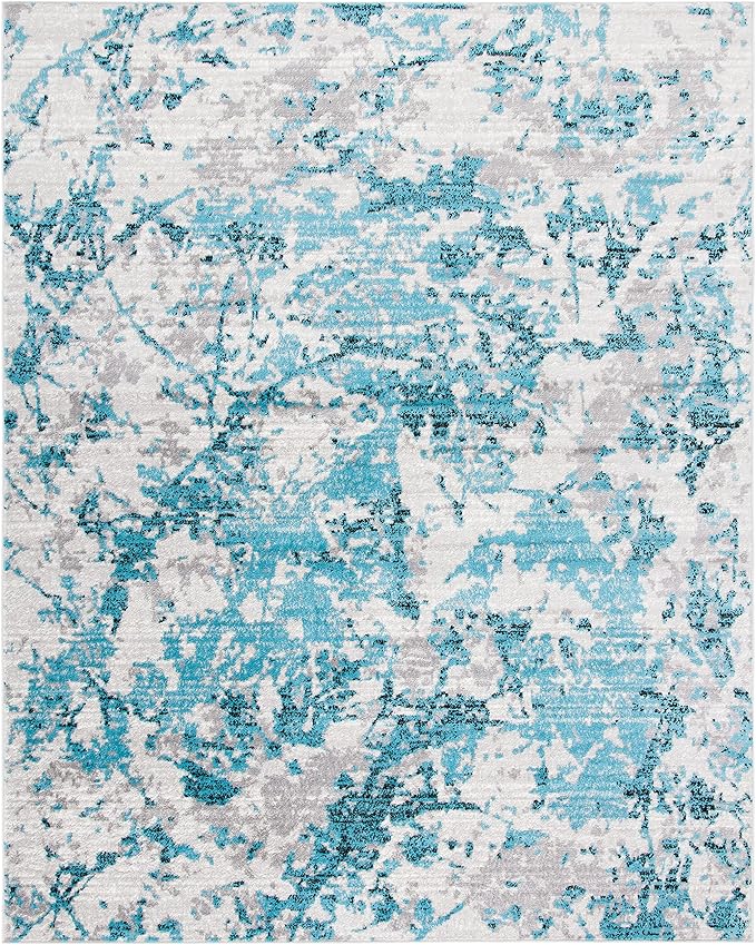 SAFAVIEH Skyler Collection Area Rug - 9' x 12', Blue & Ivory, Modern Abstract Design, Non-Shedding & Easy Care, Ideal for High Traffic Areas in Living Room, Bedroom (SKY186M)