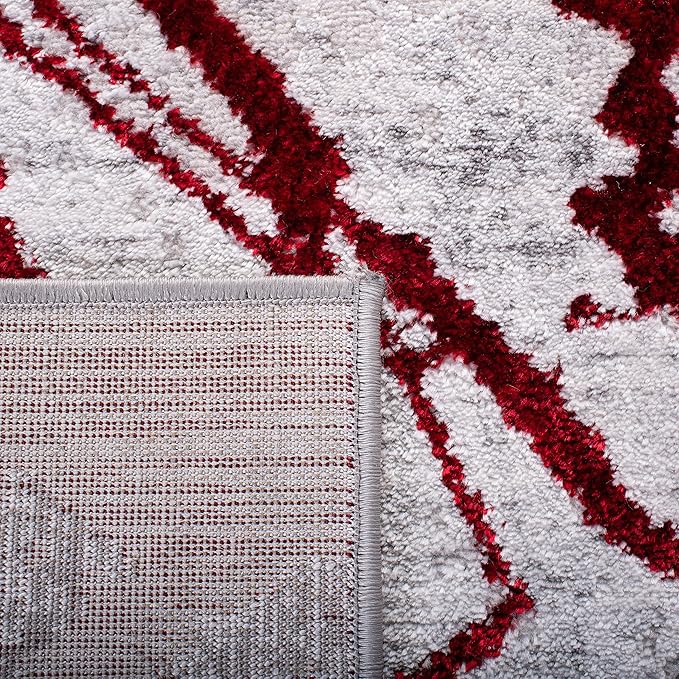 SAFAVIEH Amelia Collection Accent Rug - 4'5" x 6'5", Grey & Red, Modern Abstract Design, Non-Shedding & Easy Care, Ideal for High Traffic Areas in Entryway, Living Room, Bedroom (ALA293L)