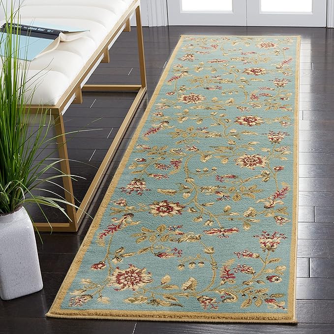 SAFAVIEH Lyndhurst Collection Runner Rug - 2'3" x 12', Blue & Multi, Traditional Floral Design, Non-Shedding & Easy Care, Ideal for High Traffic Areas in Living Room, Bedroom (LNH552-6591)