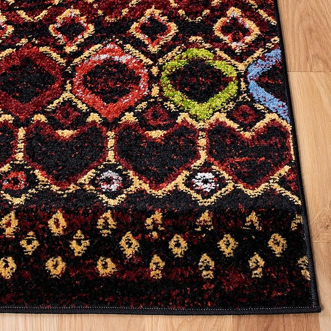 SAFAVIEH Amsterdam Collection Accent Rug - 3' x 5', Black & Multi, Moroccan Boho Design, Non-Shedding & Easy Care, Ideal for High Traffic Areas in Entryway, Living Room, Bedroom (AMS108P)