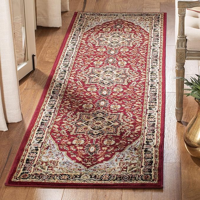 SAFAVIEH Lyndhurst Collection Runner Rug - 2'3" x 12', Red & Black, Traditional Oriental Design, Non-Shedding & Easy Care, Ideal for High Traffic Areas in Living Room, Bedroom (LNH330B)