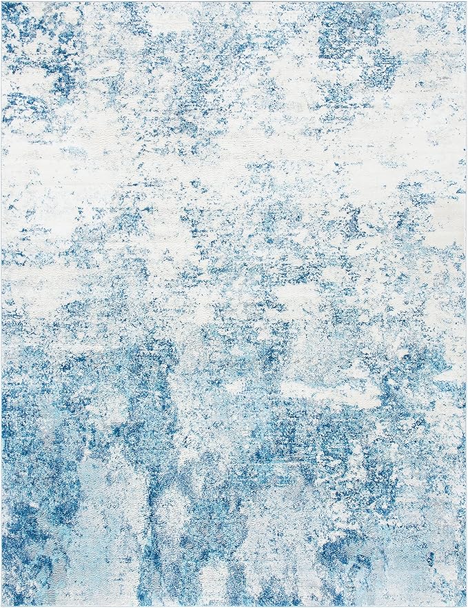 SAFAVIEH Brentwood Collection Area Rug - 10' x 13', Ivory & Navy, Modern Abstract Design, Non-Shedding & Easy Care, Ideal for High Traffic Areas in Living Room, Bedroom (BNT822B)