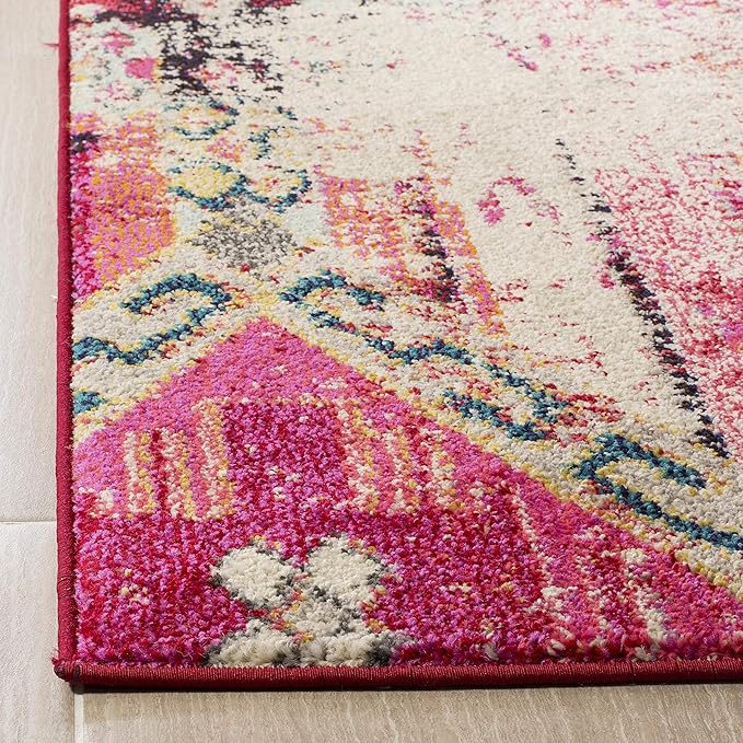 SAFAVIEH Monaco Collection Runner Rug - 2'2" x 12', Magenta & Multi, Boho Chic Tribal Distressed Design, Non-Shedding & Easy Care, Ideal for High Traffic Areas in Living Room, Bedroom (MNC222D)