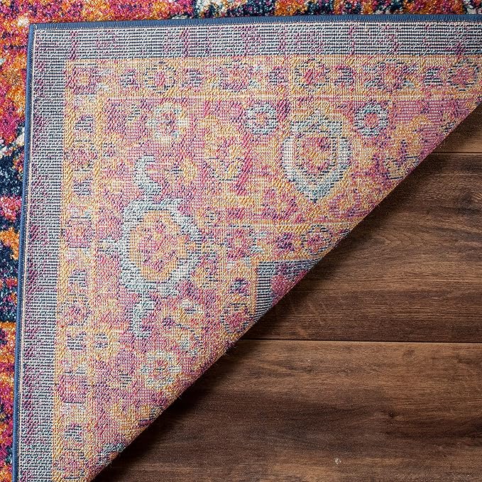 SAFAVIEH Evoke Collection 2'2" x 17' Fuchsia / Orange EVK275S Oriental Medallion Distressed Non-Shedding Living Room Bedroom Runner Rug
