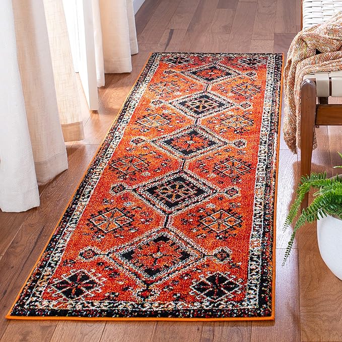 SAFAVIEH Vintage Hamadan Collection Runner Rug - 2'3" x 6', Orange & Red, Oriental Traditional Persian Design, Non-Shedding & Easy Care, Ideal for High Traffic Areas in Living Room, Bedroom (VTH293P)