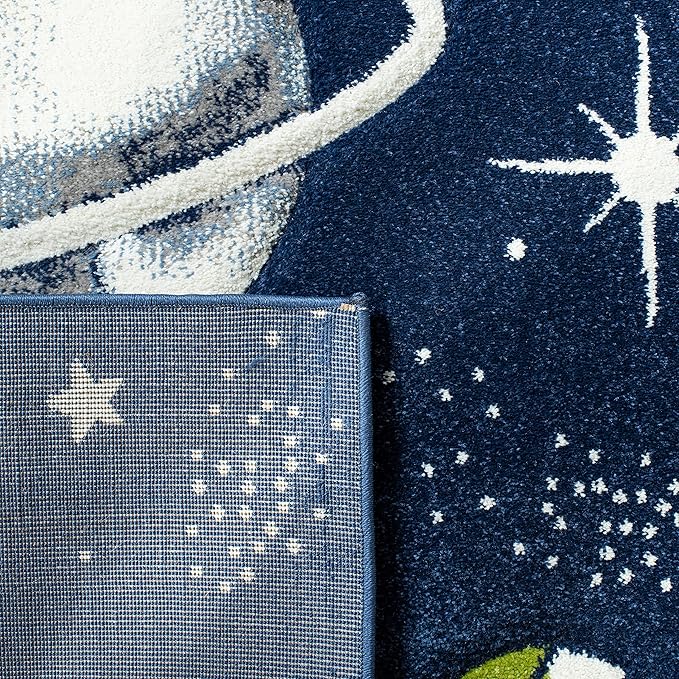 SAFAVIEH Carousel Kids Collection Accent Rug - 2' x 3', Navy & Ivory, Non-Shedding & Easy Care, Ideal for High Traffic Areas for Boys & Girls in Playroom, Nursery, Bedroom (CRK103N)