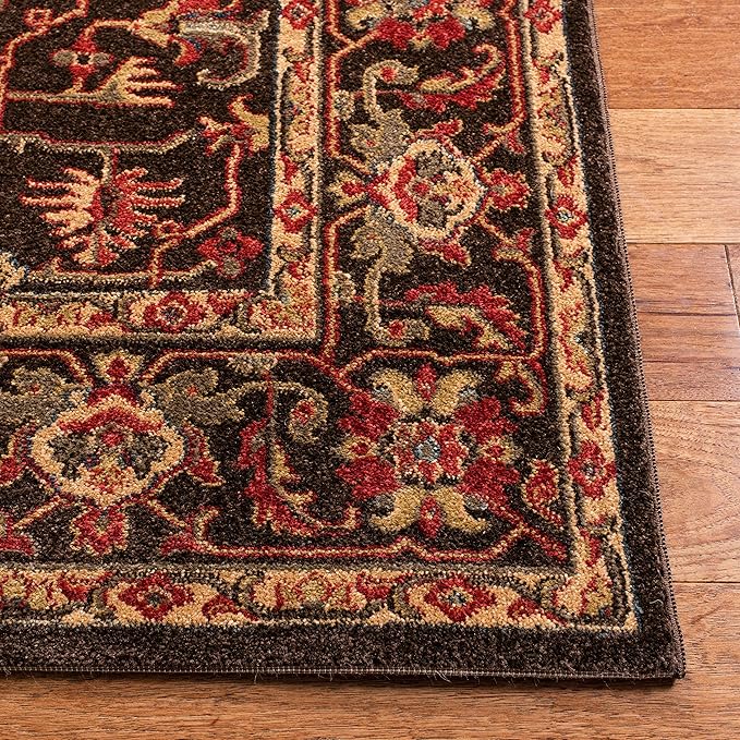 SAFAVIEH Mahal Collection Accent Rug - 4' x 5'7", Brown & Beige, Traditional Oriental Design, Non-Shedding & Easy Care, Ideal for High Traffic Areas in Entryway, Living Room, Bedroom (MAH693T)