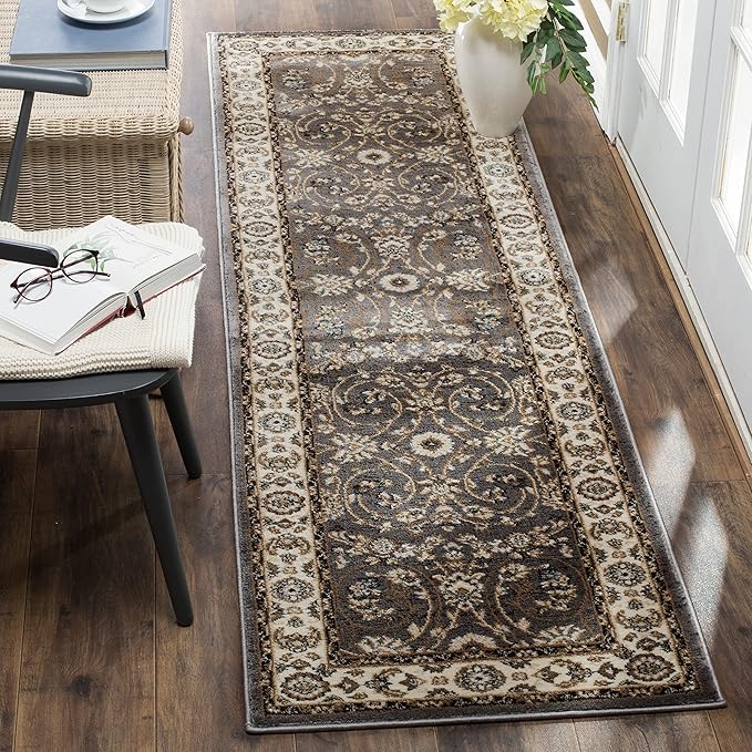 SAFAVIEH Lyndhurst Collection Accent Rug - 3'3" x 5'3", Grey & Cream, Traditional Oriental Design, Non-Shedding & Easy Care, Ideal for High Traffic Areas in Entryway, Living Room, Bedroom (LNH340G)