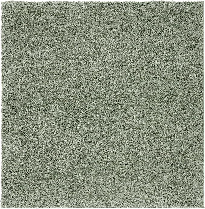 SAFAVIEH Lindsay Shag Collection Square Rug - 6'7" Square, Green, Contemporary Design, Ideal for High Traffic Areas in Bedroom, Dining Room & Kitchen (LNS560Y-7SQ)