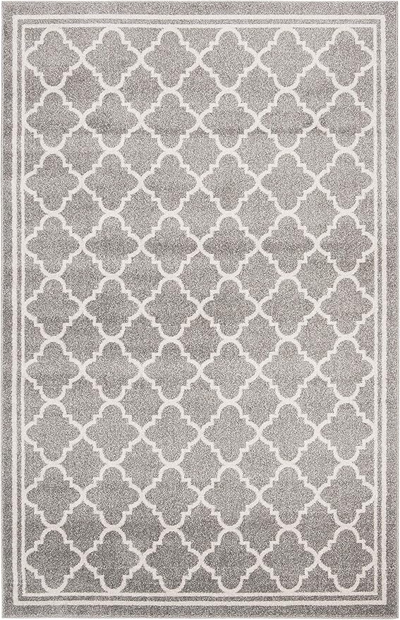 SAFAVIEH Amherst Collection X-Large Area Rug - 11' x 15', Dark Grey & Beige, Moroccan Trellis Design, Non-Shedding & Easy Care, Ideal for High Traffic Areas in Living Room, Bedroom (AMT422R)