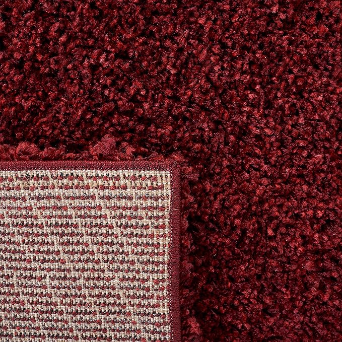 SAFAVIEH Santa Monica Shag Collection 4' x 6' Maroon SGN725 Solid Non-Shedding Living Room Bedroom Dining Room Entryway Plush 2-inch Thick Area Rug