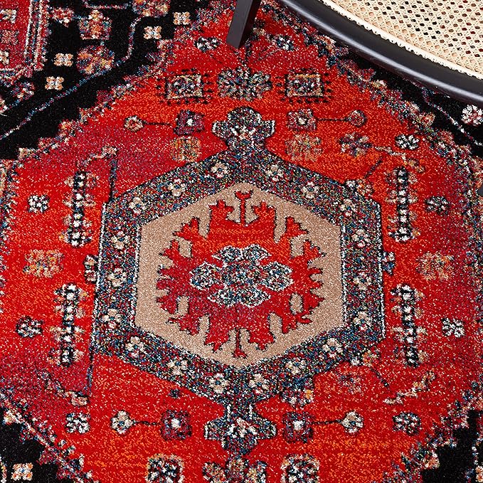 SAFAVIEH Vintage Hamadan Collection Accent Rug - 2'7" x 5', Red & Black, Traditional Oriental Design, Non-Shedding & Easy Care, Ideal for High Traffic Areas in Entryway, Living Room, Bedroom (VTH204Q)