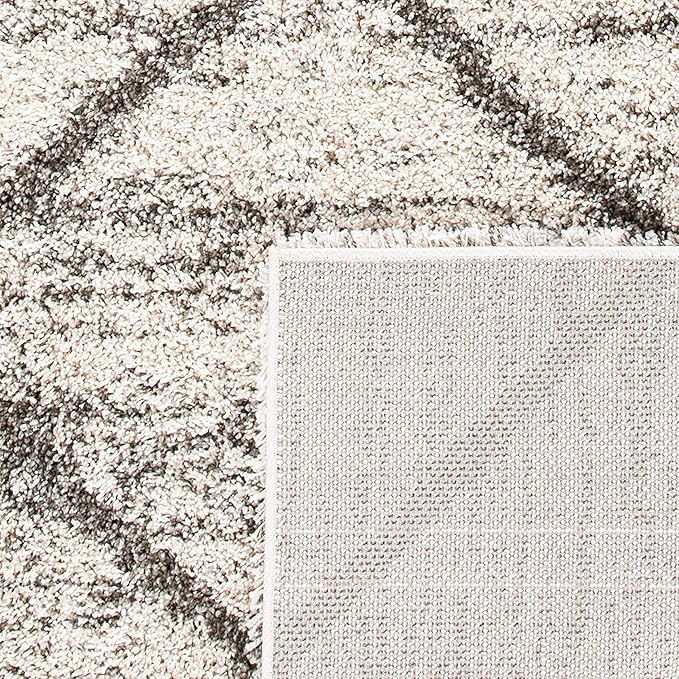 SAFAVIEH Hudson Shag Collection Area Rug - 7' Square, Grey & Beige, Modern Trellis Design, Non-Shedding & Easy Care, 2-inch Thick Ideal for High Traffic Areas in Living Room, Bedroom (SGH281J)