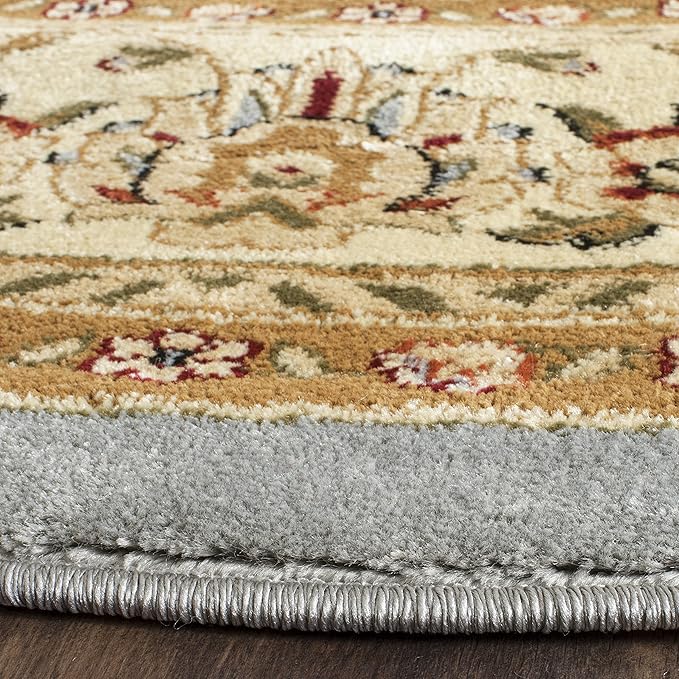 SAFAVIEH Lyndhurst Collection Area Rug - 7' Round, Light Blue & Ivory, Traditional Oriental Design, Non-Shedding & Easy Care, Ideal for High Traffic Areas in Living Room, Bedroom (LNH312B)