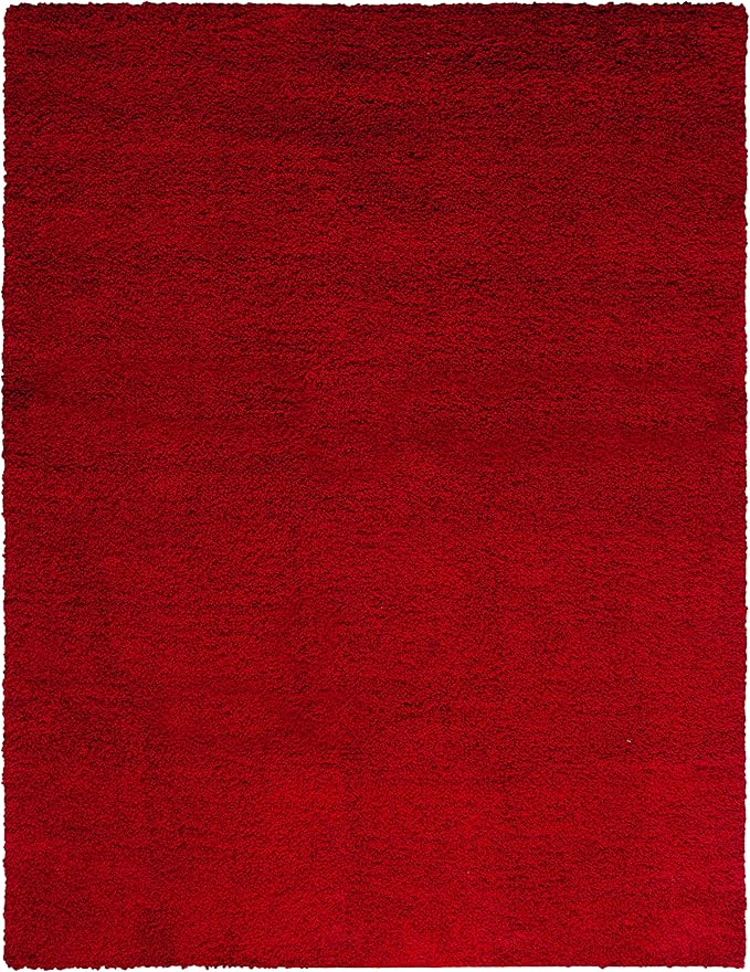 SAFAVIEH Santa Monica Shag Collection 9' x 12' Red SGN725 Solid Non-Shedding Living Room Bedroom Dining Room Entryway Plush 2-inch Thick Area Rug