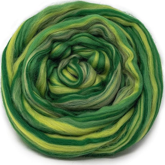 Festival Merino Wool Fiber. Colorful Combed top roving for Hand Spinning, Needle Felting, Wet Felting, soap Making and Dryer Balls.Luck of The Irish