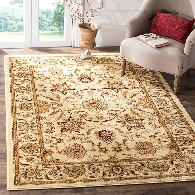 SAFAVIEH Lyndhurst Collection Area Rug - 8' x 11', Ivory & Ivory, Traditional Oriental Design, Non-Shedding & Easy Care, Ideal for High Traffic Areas in Living Room, Bedroom (LNH216A)