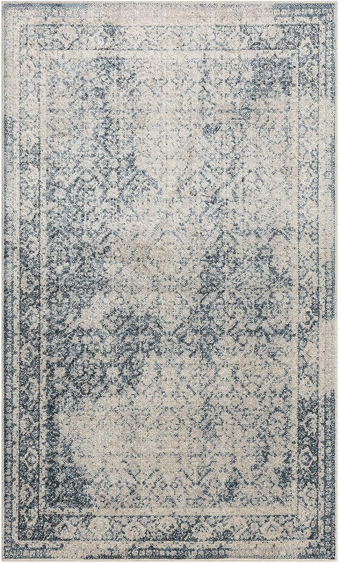 Mohawk Home Cassandra Abstract Ornamental Denim Blue 7' 10" x 10' Area Rug Perfect for Living Room, Dining Room, Office
