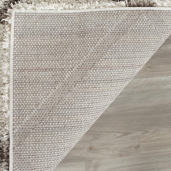 SAFAVIEH Hudson Shag Collection Runner Rug - 2'3" x 8', Ivory & Beige, Modern Trellis Design, Non-Shedding & Easy Care, 2-inch Thick Ideal for High Traffic Areas in Living Room, Bedroom (SGH281D)