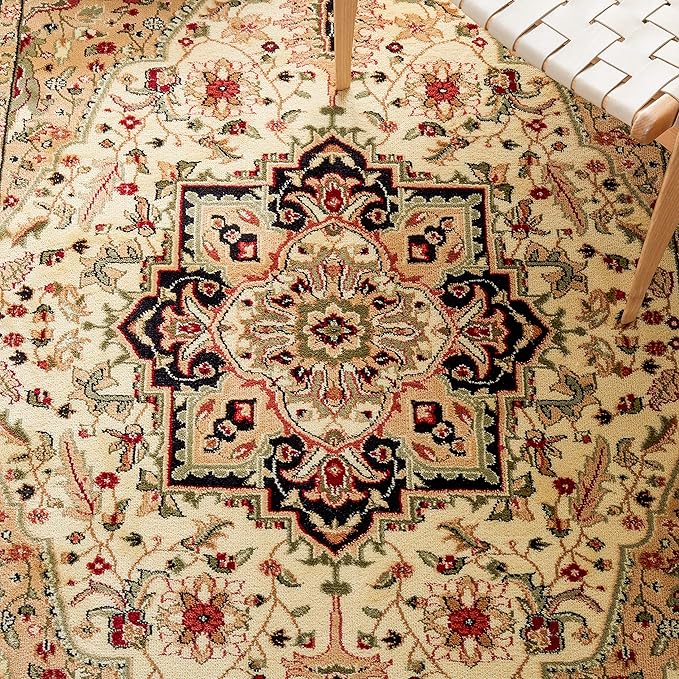 SAFAVIEH Lyndhurst Collection 7'9" x 9'9"Beige / Black LNH330C Traditional Oriental Non-Shedding Living Room Dining Bedroom Area Rug