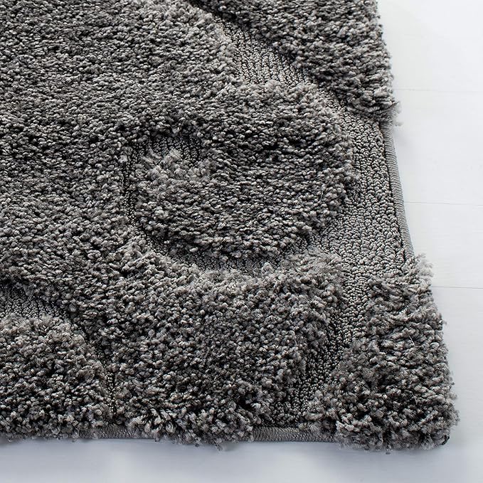 SAFAVIEH Florida Shag Collection Runner Rug - 2'3" x 7', Grey, Scroll Design, Non-Shedding & Easy to Clean, High-Low Plush Pile, Ideal for Bedroom, Foyer, Hallway (SG455-8013)