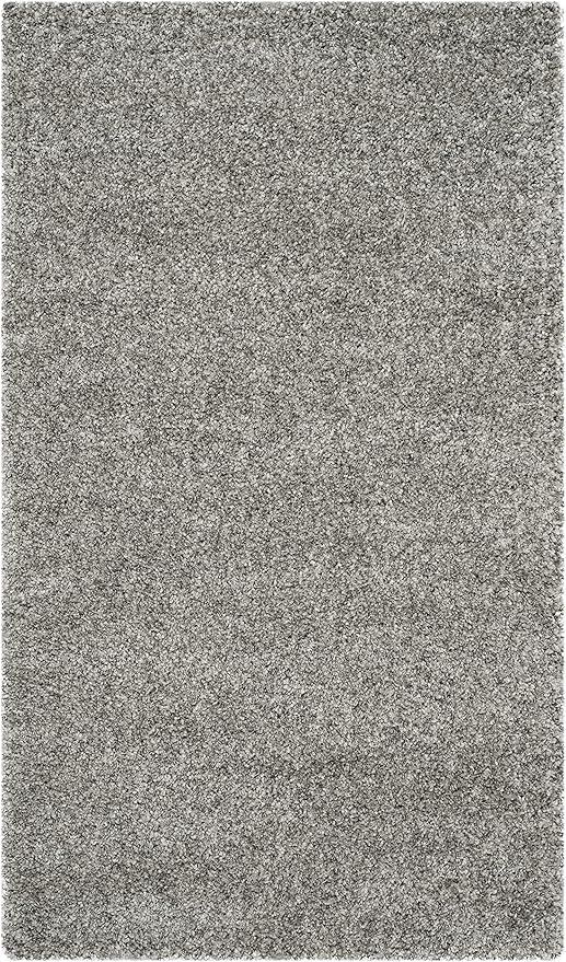 SAFAVIEH Santa Monica Shag Collection 3' x 5' Silver SGN725 Solid Non-Shedding Living Room Bedroom Dining Room Entryway Plush 2-inch Thick Area Rug