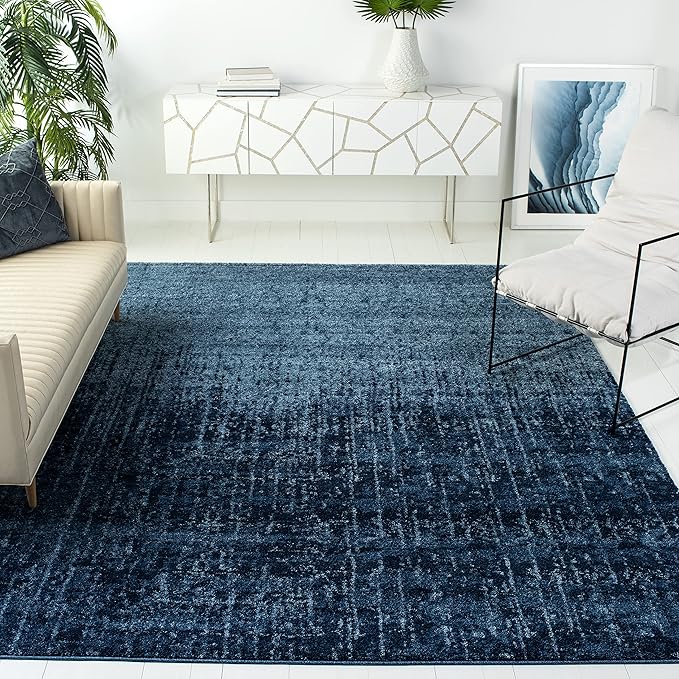 SAFAVIEH Retro Collection Area Rug - 10' x 14', Light Blue & Blue, Modern Abstract Design, Non-Shedding & Easy Care, Ideal for High Traffic Areas in Living Room, Bedroom (RET2770-6065)