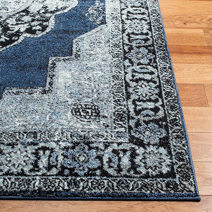 SAFAVIEH Vintage Hamadan Collection X-Large Area Rug - 11' x 15', Blue & Grey, Oriental Persian Design, Non-Shedding & Easy Care, Ideal for High Traffic Areas in Living Room, Bedroom (VTH219M)