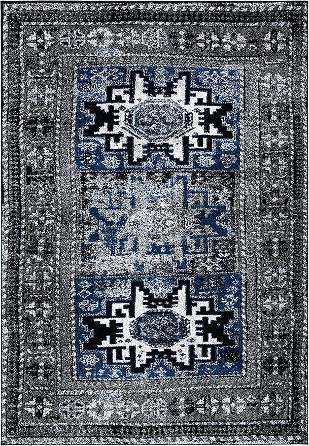 SAFAVIEH Vintage Hamadan Collection Accent Rug - 4' x 6', Grey & Blue, Oriental Persian Design, Non-Shedding & Easy Care, Ideal for High Traffic Areas in Entryway, Living Room, Bedroom (VTH213F)