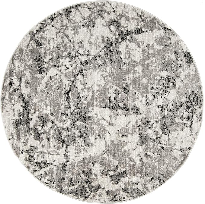 SAFAVIEH Skyler Collection 7' Round Grey/Ivory SKY186K Modern Abstract Non-Shedding Dining Room Entryway Foyer Living Room Bedroom Area Rug