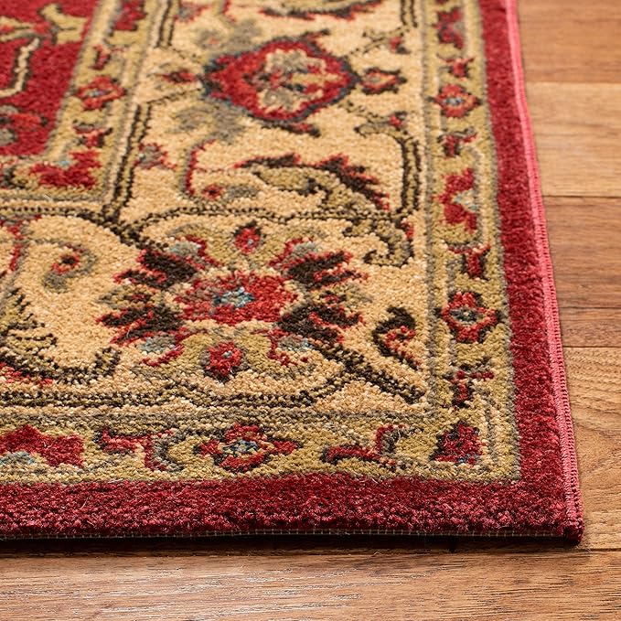 SAFAVIEH Mahal Collection Accent Rug - 4' x 5'7", Red & Beige, Traditional Oriental Design, Non-Shedding & Easy Care, Ideal for High Traffic Areas in Entryway, Living Room, Bedroom (MAH693Q)