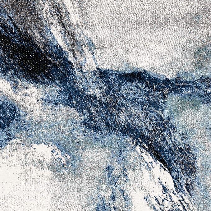 SAFAVIEH Galaxy Collection Area Rug - 5'3" Square, Blue & Grey, Modern Abstract Design, Non-Shedding & Easy Care, Ideal for High Traffic Areas in Living Room, Bedroom (GAL117M)