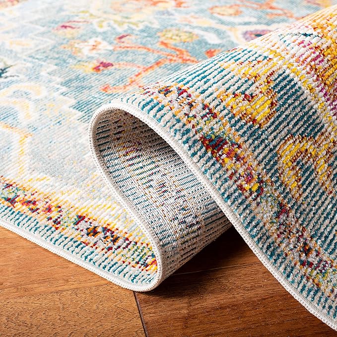 SAFAVIEH Crystal Collection Runner Rug - 2'2" x 13', Orange & Teal, Medallion Distressed Design, Non-Shedding & Easy Care, Ideal for High Traffic Areas in Living Room, Bedroom (CRS501K)