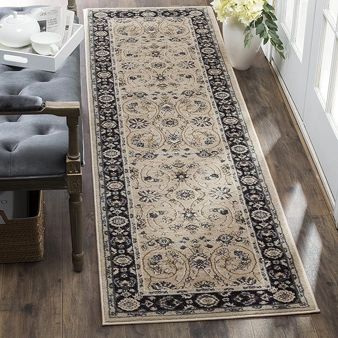 SAFAVIEH Lyndhurst Collection Runner Rug - 2'3" x 12', Light Beige & Anthracite, Traditional Oriental Design, Non-Shedding & Easy Care, Ideal for High Traffic Areas in Living Room, Bedroom (LNH340K)