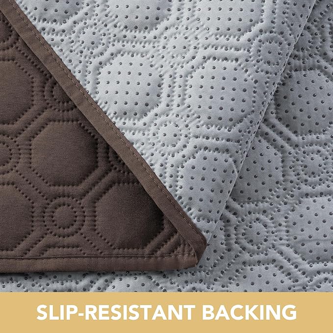 H.VERSAILTEX 100% Waterproof Sofa Cover Washable Couch Cover for Dogs with Elastic Straps Thick Durable Furniture Protector for Pets Couch Cover for 3 Cushion Couch(XL Sofa, Brown)