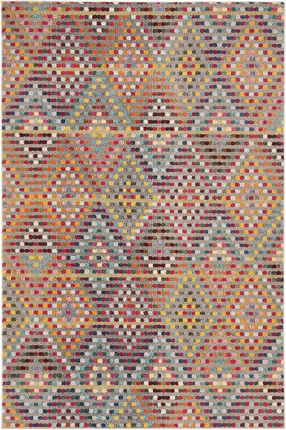 SAFAVIEH Monaco Collection Area Rug - 8' x 10', Multi & Beige, Boho Diamond Design, Non-Shedding & Easy Care, Ideal for High Traffic Areas in Living Room, Bedroom (MNC204F)