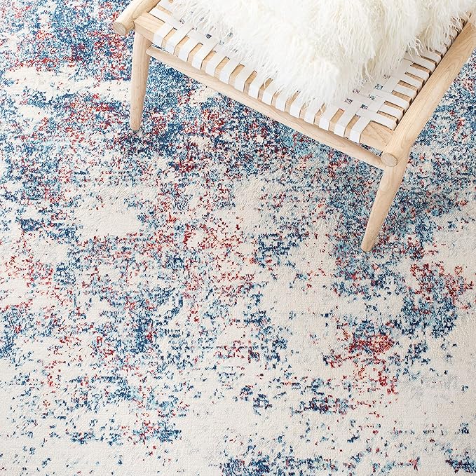 SAFAVIEH Brentwood Collection Runner Rug - 2' x 14', Navy & Red, Modern Abstract Design, Non-Shedding & Easy Care, Ideal for High Traffic Areas in Living Room, Bedroom (BNT822N)