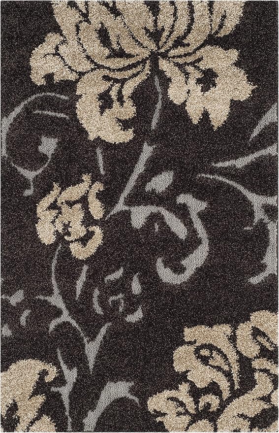 SAFAVIEH Florida Shag Collection Accent Rug - 3'3" x 5'3", Dark Brown & Smoke, Non-Shedding & Easy Care, 1.2-inch Thick Ideal for High Traffic Areas in Entryway, Living Room, Bedroom (SG458-2879)
