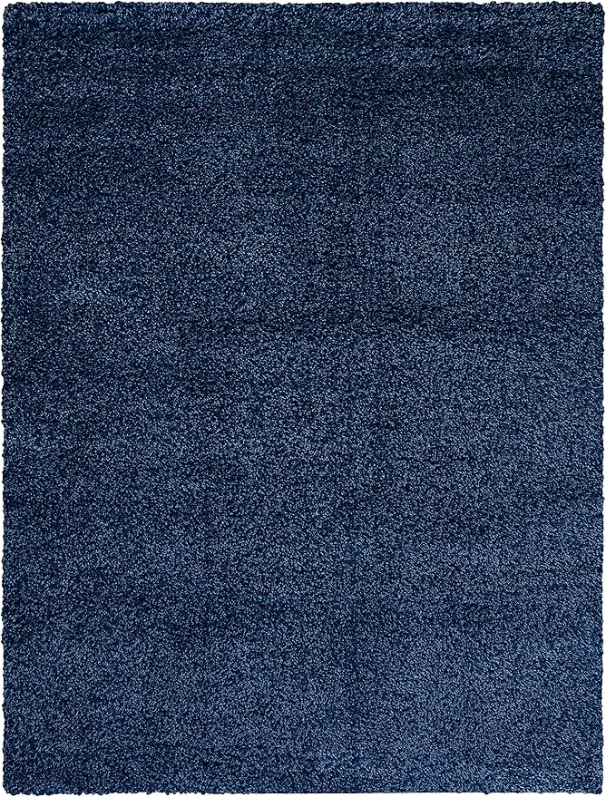 SAFAVIEH Santa Monica Shag Collection 9' x 12' Navy SGN725 Solid Non-Shedding Living Room Bedroom Dining Room Entryway Plush 2-inch Thick Area Rug