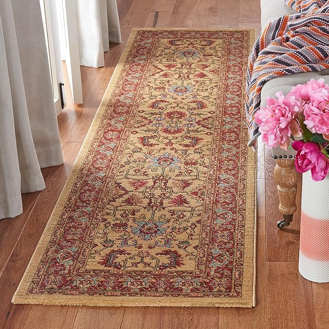 SAFAVIEH Mahal Collection Accent Rug - 3' x 5', Red & Navy, Traditional Oriental Design, Non-Shedding & Easy Care, Ideal for High Traffic Areas in Entryway, Living Room, Bedroom (MAH693F)