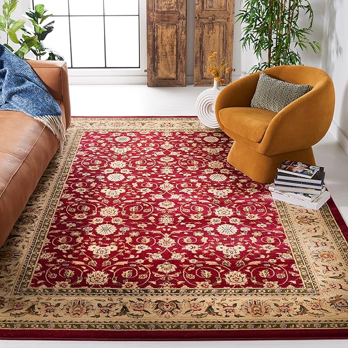 SAFAVIEH Lyndhurst Collection X-Large Area Rug - 11' x 15', Red & Ivory, Traditional Oriental Design, Non-Shedding & Easy Care, Ideal for High Traffic Areas in Living Room, Bedroom (LNH312A)