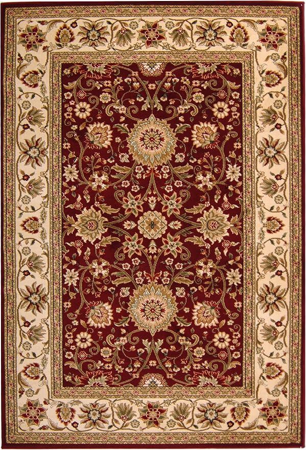 SAFAVIEH Lyndhurst Collection Area Rug - 6' x 9', Red & Ivory, Traditional Oriental Design, Non-Shedding & Easy Care, Ideal for High Traffic Areas in Living Room, Bedroom (LNH212F)