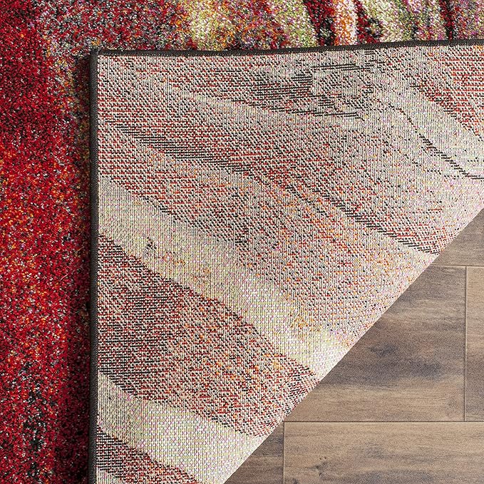 SAFAVIEH Glacier Collection Area Rug - 5'3" x 7'6", Red & Multi, Modern Abstract Design, Non-Shedding & Easy Care, Ideal for High Traffic Areas in Living Room, Bedroom (GLA126A)