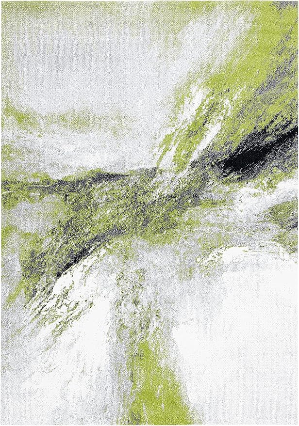 SAFAVIEH Galaxy Collection Area Rug - 5'3" x 7'6", Grey & Green, Modern Abstract Design, Non-Shedding & Easy Care, Ideal for High Traffic Areas in Living Room, Bedroom (GAL117F)